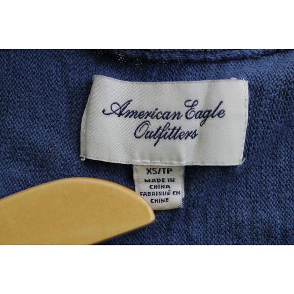 American Eagle blue white stripe open front cardigan womens XS‎ nautical coastal - Picture 2 of 5